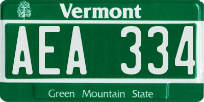 VT license plate AEA334
