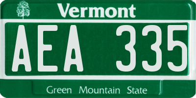 VT license plate AEA335