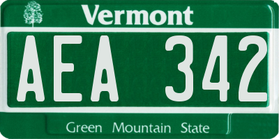 VT license plate AEA342