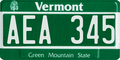VT license plate AEA345