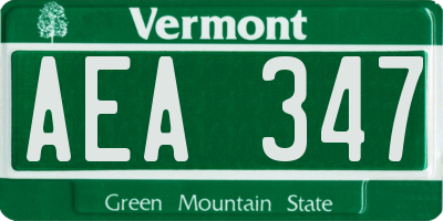 VT license plate AEA347