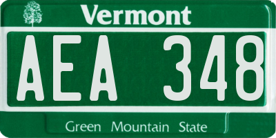 VT license plate AEA348