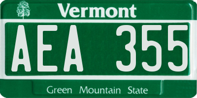 VT license plate AEA355