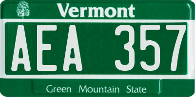 VT license plate AEA357