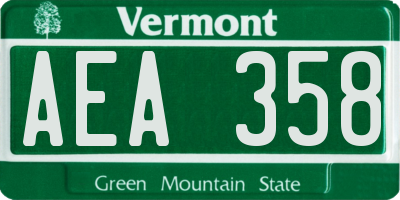 VT license plate AEA358