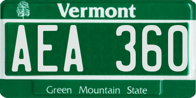VT license plate AEA360