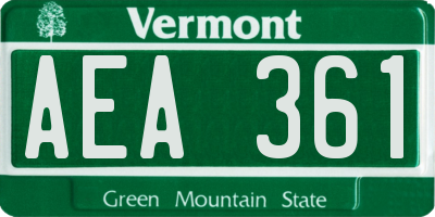 VT license plate AEA361