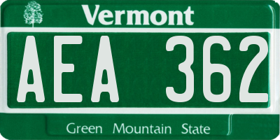 VT license plate AEA362