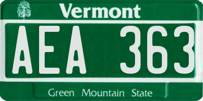 VT license plate AEA363