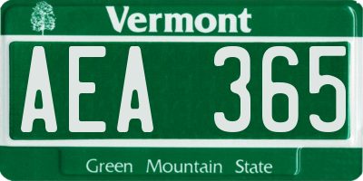 VT license plate AEA365