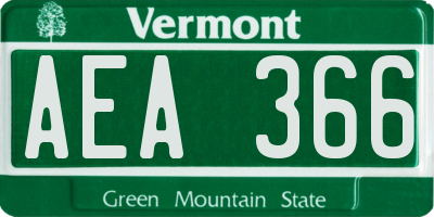 VT license plate AEA366
