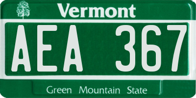 VT license plate AEA367