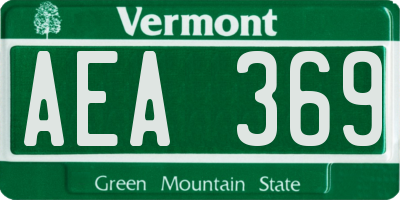 VT license plate AEA369