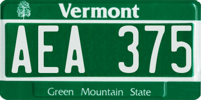 VT license plate AEA375