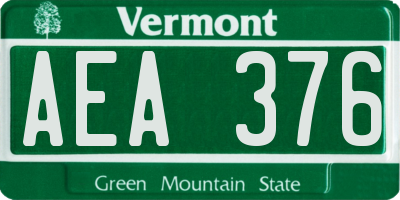 VT license plate AEA376
