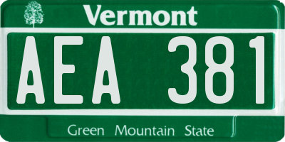 VT license plate AEA381