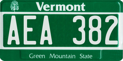 VT license plate AEA382