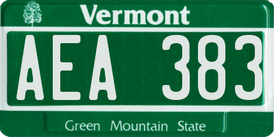 VT license plate AEA383