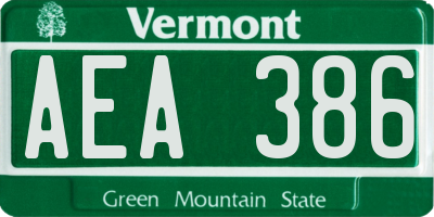 VT license plate AEA386