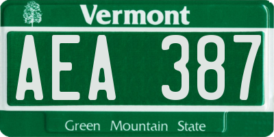 VT license plate AEA387