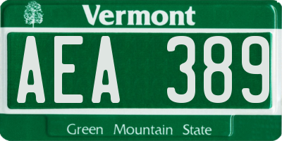 VT license plate AEA389