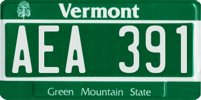 VT license plate AEA391