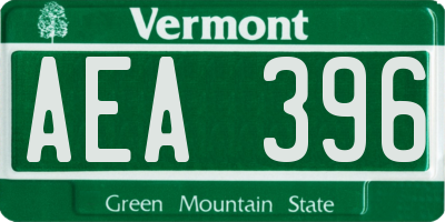 VT license plate AEA396