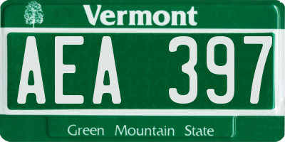 VT license plate AEA397