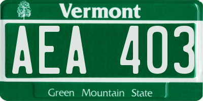 VT license plate AEA403