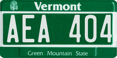 VT license plate AEA404