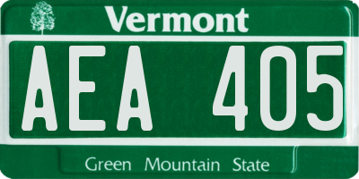 VT license plate AEA405