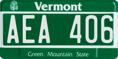 VT license plate AEA406