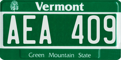 VT license plate AEA409