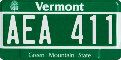VT license plate AEA411
