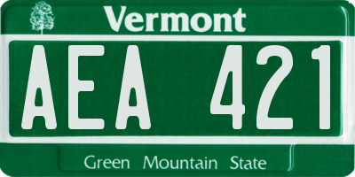 VT license plate AEA421