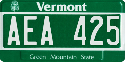 VT license plate AEA425