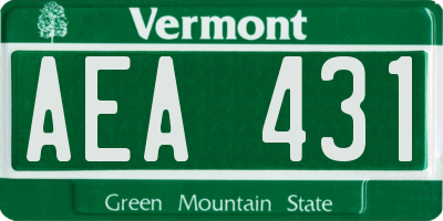 VT license plate AEA431