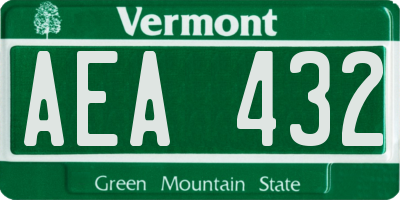 VT license plate AEA432