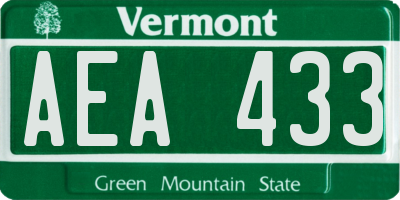 VT license plate AEA433