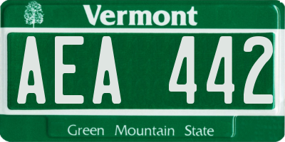 VT license plate AEA442