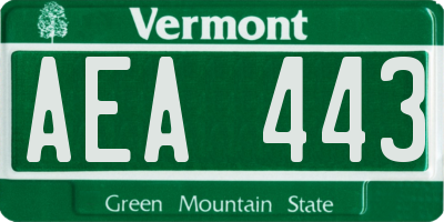 VT license plate AEA443