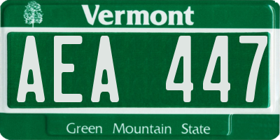 VT license plate AEA447