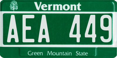 VT license plate AEA449