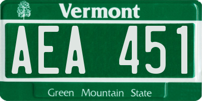 VT license plate AEA451
