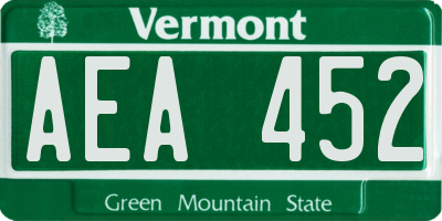 VT license plate AEA452