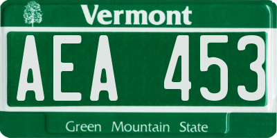 VT license plate AEA453