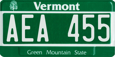 VT license plate AEA455