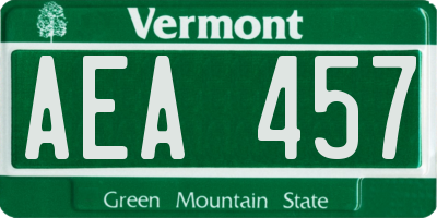 VT license plate AEA457