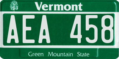VT license plate AEA458