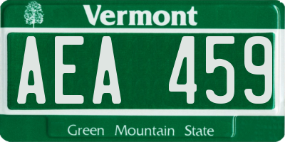 VT license plate AEA459